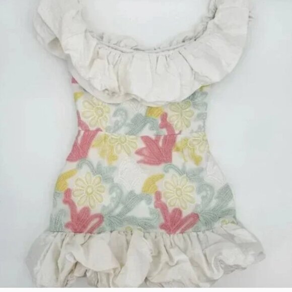Markarian Dress Mini Ruffled Floral Off the Shoulder Pastel Grace size 2 - Picture 3 of 8